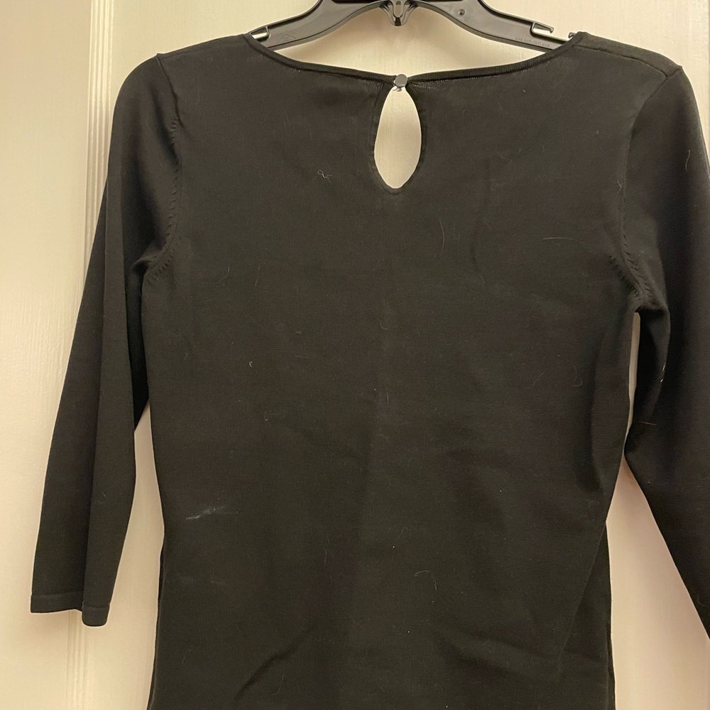 Ann Taylor Black 3/4 Sleeve Cut Out Blouse